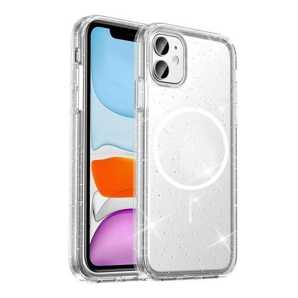 Apple iPhone 11 Kılıf M-safe Şarj Özellikli Parlayan Simli Saydam Renkli Zore Maris Kapak - Image 1
