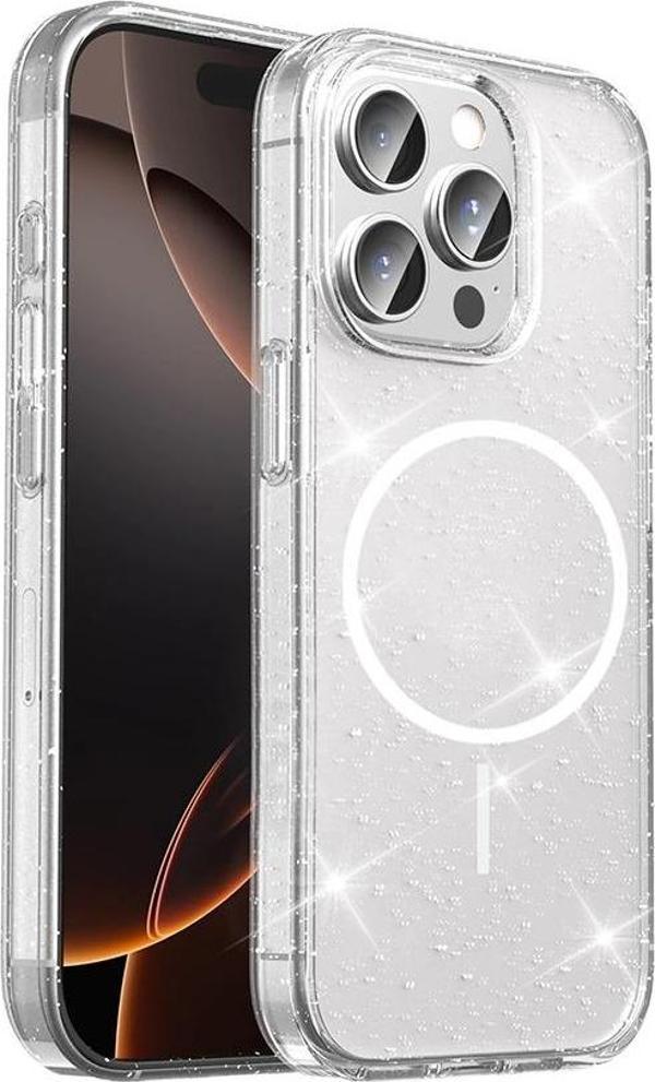 ​Apple iPhone 15 Pro Kılıf M-safe Şarj Özellikli Parlayan Simli Saydam Renkli Zore Maris Kapak - Image 1