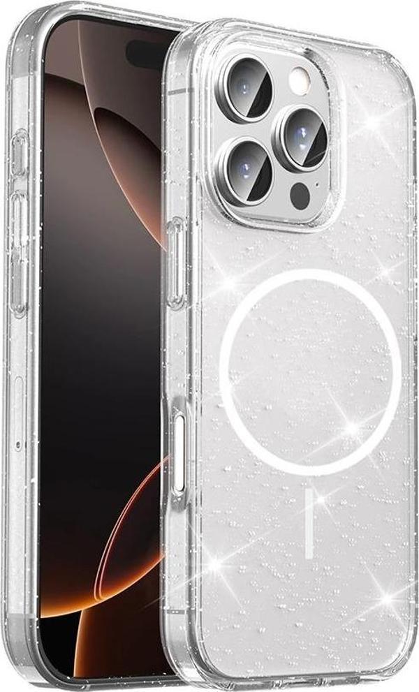 ​Apple iPhone 16 Pro Kılıf M-safe Şarj Özellikli Parlayan Simli Saydam Renkli Zore Maris Kapak - Image 1
