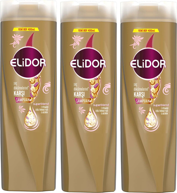 Elidor Superblend Saç Dökülmelerine Karşı Şampuan Chia Tohumu Yağı Arjinin 400 ml x 3 Adet - Image 1