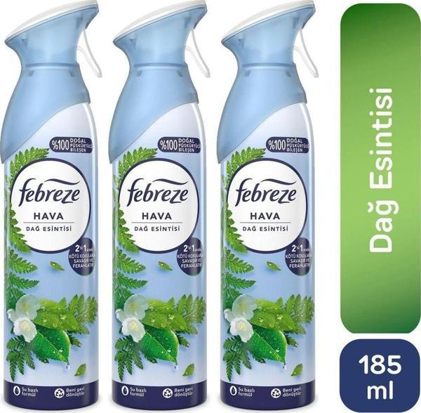 Hava Ferahlatıcı Sprey Oda Koku Dağ Esintisi 185 ml x 3 Adet Hava Temizleyici 185 ml Parfüm - Image 1