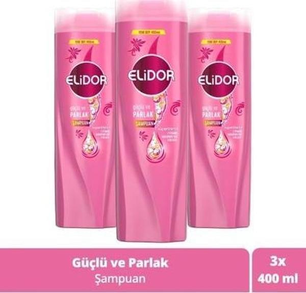 Elidor Superblend Saç Bakım Şampuanı Güçlü ve Parlak E Vitamini Makademya Yağı 400 ml X3 - Image 1