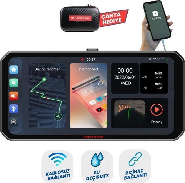 KNMASTER MOTOPLAY 1000 – 6.25” Kablosuz CarPlay & Android Auto Destekli Motosiklet Multimedya Ekranı - Image 1