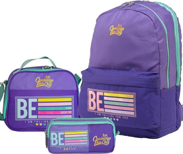 Cambridge Polo Club Be Happy Çift Ana Bölmeli Unisex Çocuk İlkokul Çanta Set - Image 1