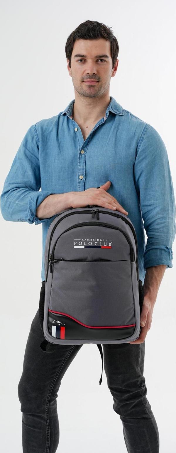 Cambridge Polo Club Unisex Şık Çok Gözlü Sırt Çantası - Image 1