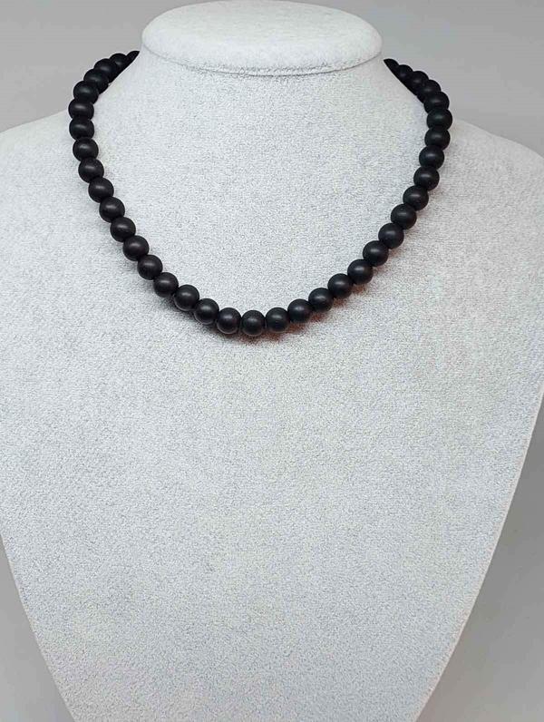 Onix (oniks) Taşı Mat Kolye 8mm (klipsli) - Image 1