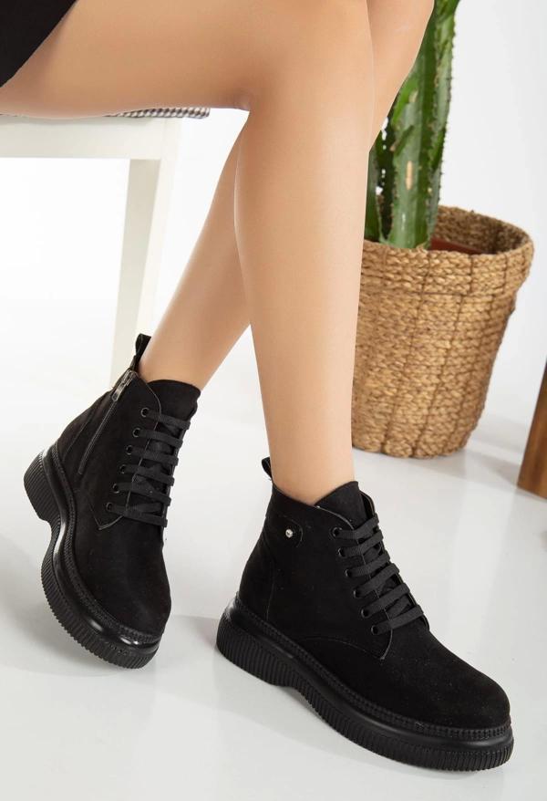 Jiwa Siyah Süet Bağcıklı Bot - Image 1