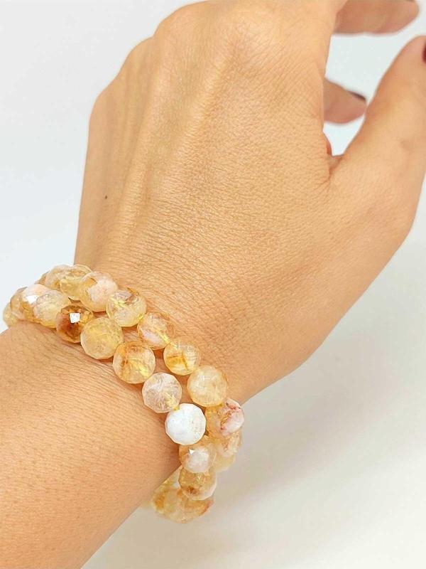 Sitrin Taşı Faset Kesim 8mm Unisex İkili Bileklik (42550) - Image 1