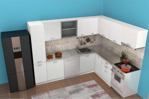 Kenyap Rainbow L Mutfak High Gloss Beyaz 490 Cm Tezgah Hariç - Image 1