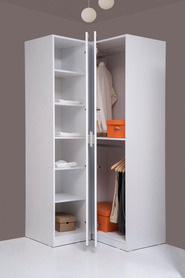 Kenyap Plus 812430 Stella 2 Kapaklı Köşe Gardırop 2 Modüllü- Parlak Beyaz - Image 1