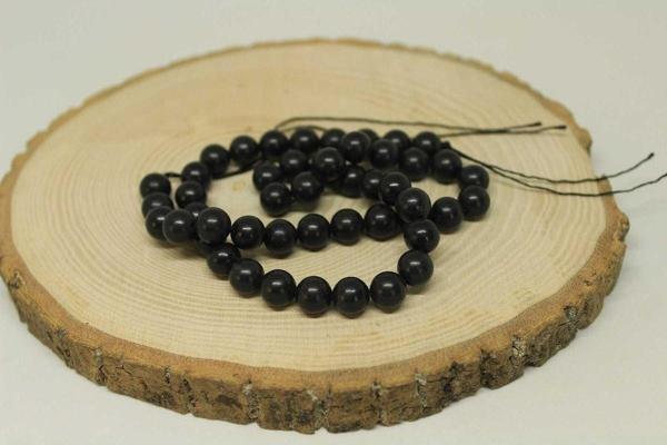 Shungite (şungit) Taşı Yarım Dizi 8mm (18cm Uzunluğundadır) - Image 1