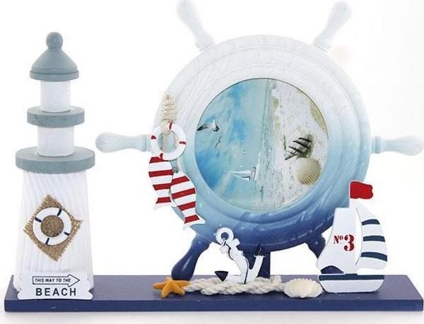 Ahşap Marin Deniz Feneri Dümenli Çerceve Model 1 - Image 1