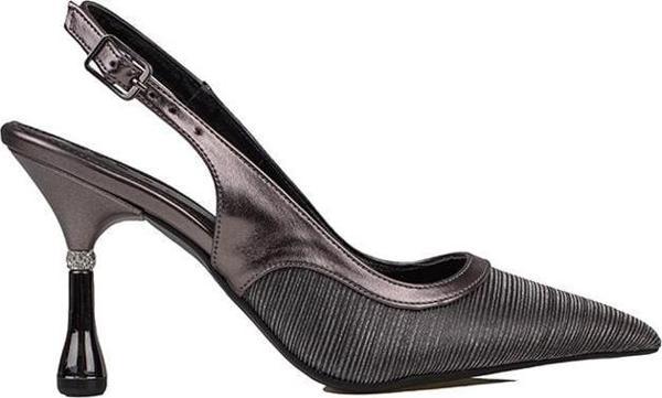 Trend Adımlar Platin Kadın Şeffaf Simli Klasik Topuklu Ayakkabı - Image 1