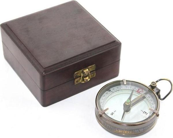 Ahşap Kutulu Pirinç Pusula Model 10 - Image 1
