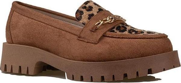Trend Adımlar Taba Kadın Nubuk Leopar Casual Ayakkabı - Image 1