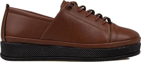 Trend Adımlar Taba Lastikli Düz Kadın Comfort Ayakkabı - Image 1