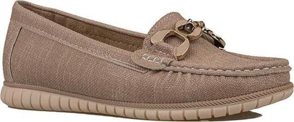 Trend Adımlar Krem Comfort Denim Kadın Düz Babet - Image 1