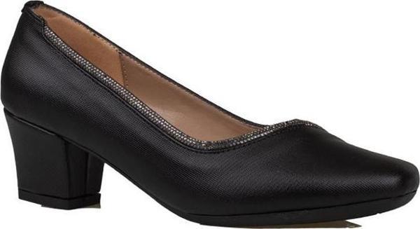 Trend Adımlar Siyah Taş İşlemeli Kadın Klasik Ayakkabı - Image 1