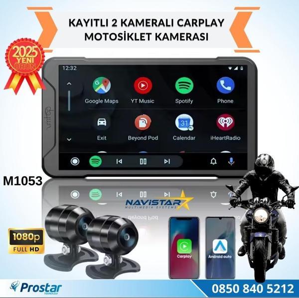 5 inç Carplay Motosiklet Kamera Seti 2K 1440P 2 Kameralı Wifi Bluetooth Lastik Basınç göstergeli - Image 1