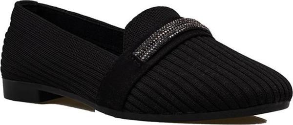 Trend Adımlar Siyah Triko Taş İşlemeli Kadın Babet - Image 1