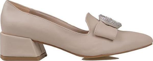 Trend Adımlar Krem Fiyonk Detaylı Kadın Klasik Ayakkabı - Image 1