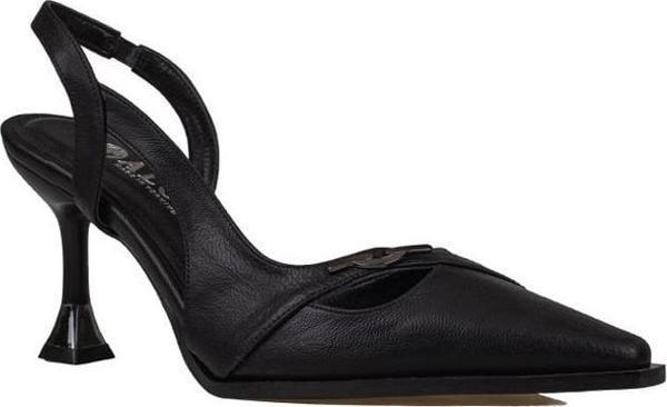 Trend Adımlar Siyah Suni Deri Kadın Düz Klasik Ayakkabı - Image 1