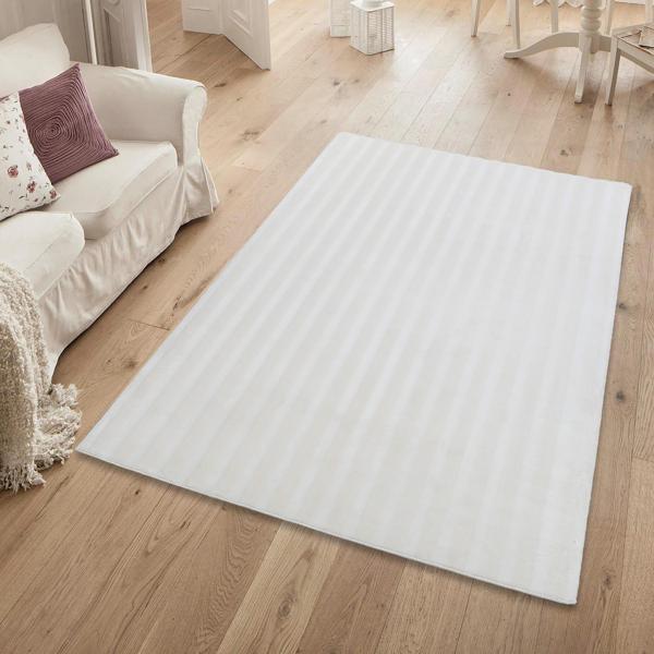 Krem Yumuşak Bubble Peluş Halı Yolluk – Kaymaz Tabanlı, Yıkanabilir B001A_CREAM - Image 1