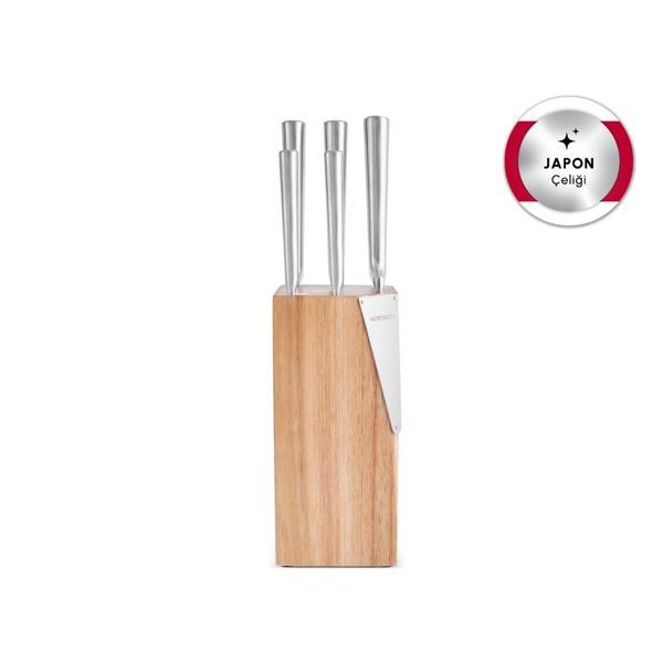 Karaca Samuray Thor New Japon Çeliği 6 Parça Bıçak Seti Ahşap - Image 1