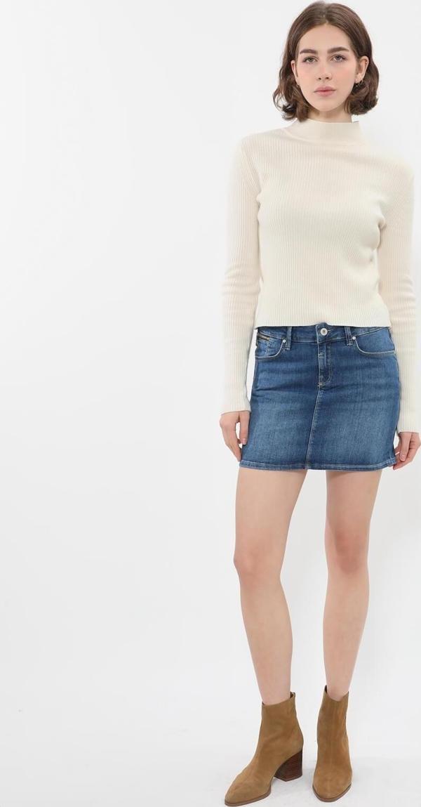 Kadın Jean Kısa Etek Koyu Mavi - Image 1