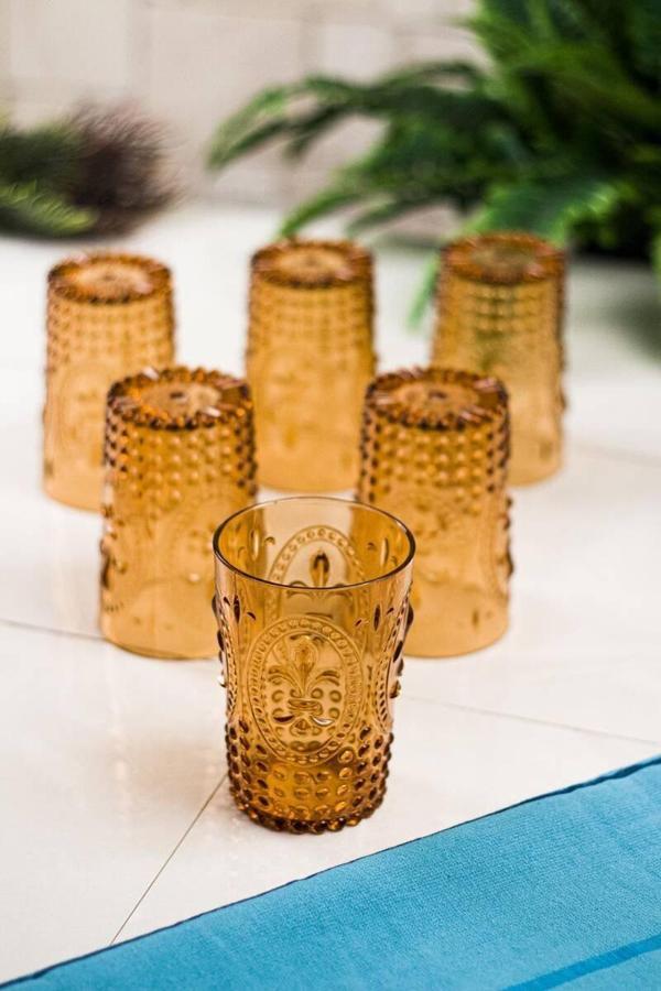 Akrilik Bal 6lı Kısa Bardak & Su Meşrubat Kahve Yanı Bardağı 400 ml ( Cam Değildir ) - Image 1