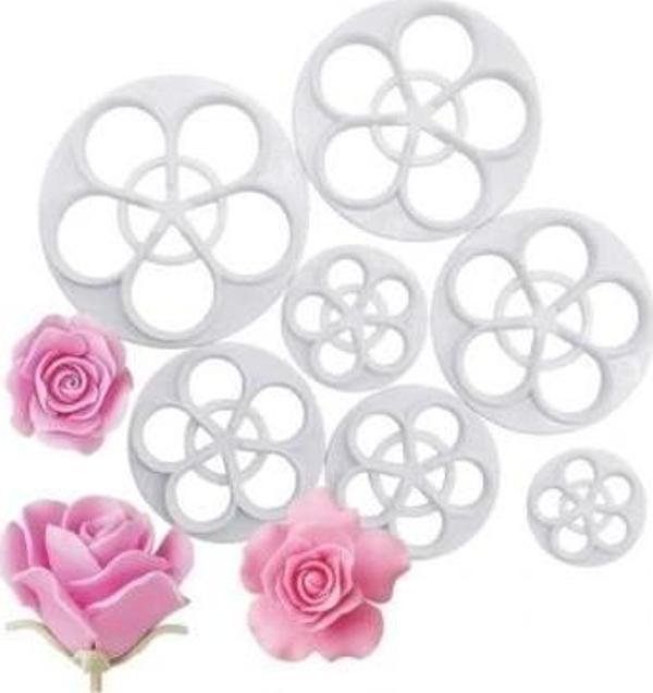 Şeker Hamuru Kalıbı Gül Çiçek Plastik Kesici 6 Lı - Image 1