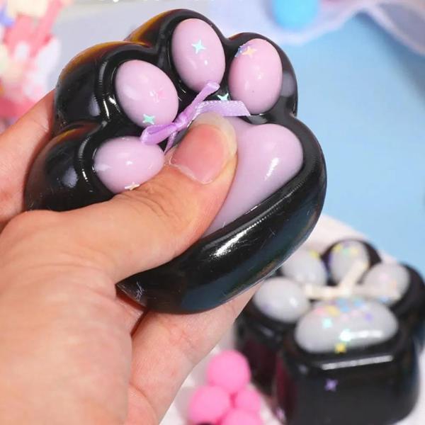 Kedi Patisi Squishy Stress Oyuncağı Sukuşi Pati, Siyah-Pembe - Image 1