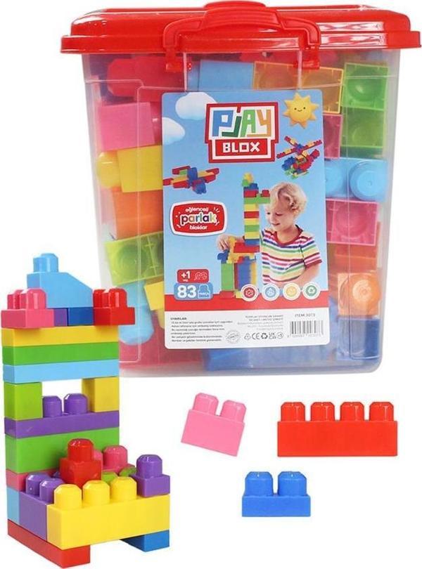 Play Blox Yapı Oyuncakları 83 Parça Kovalı Parlak Renkler Mega Blok Seti 3073 - Image 1