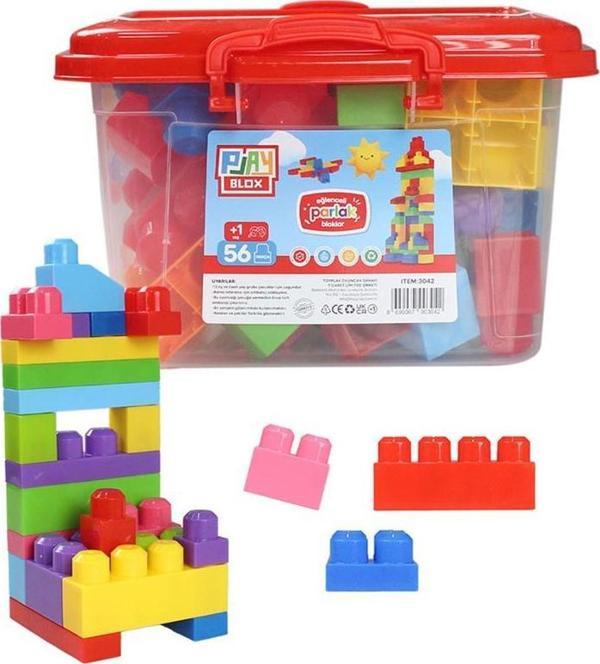 Play Blox Yapı Oyuncakları 56 Parça Kovalı Parlak Renkler Mega Blok Seti 3042 - Image 1