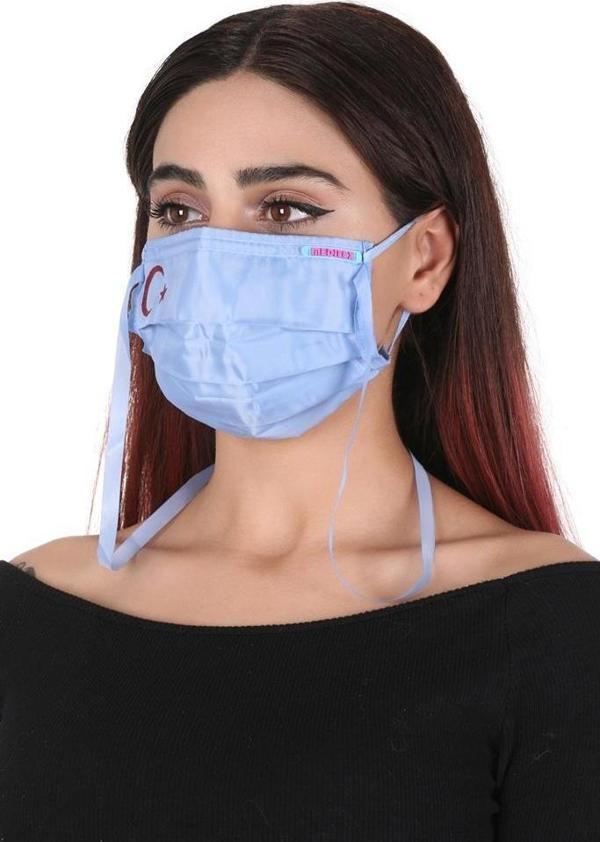 Gümüş İyonlu Boyundan Askılı Yıkanabilir Baskılı Maske A-1K - Bayraklı - Image 1
