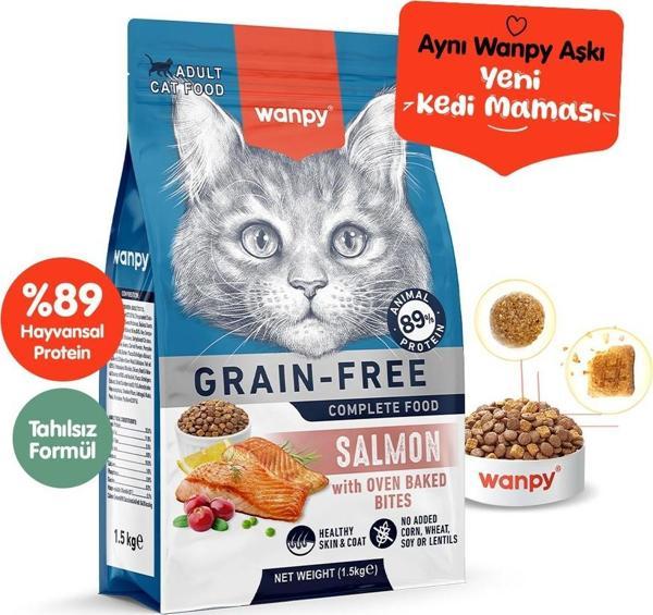 Wanpy Tahılsız Somonlu Yetişkin Kedi Maması 1.5kg - Image 1