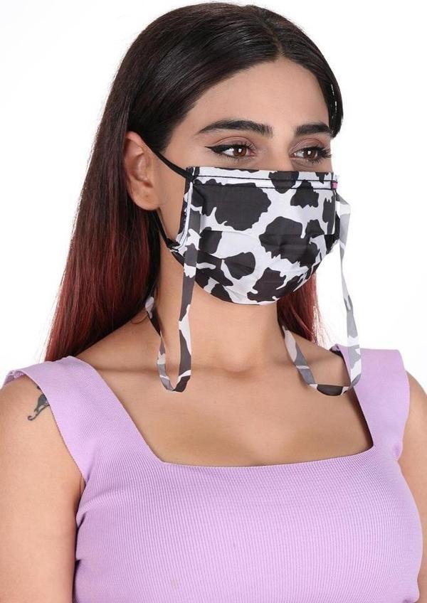 Gümüş İyonlu Boyundan Askılı Yıkanabilir Taş Desenli Maske - Image 1