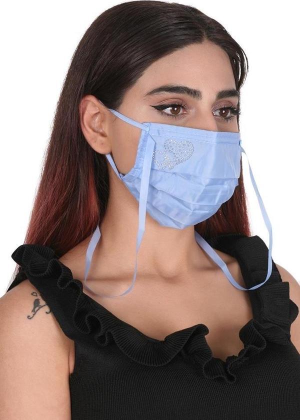 Gümüş İyonlu Boyundan Askılı Yıkanabilir Taşlı Maske K-2 - Image 1
