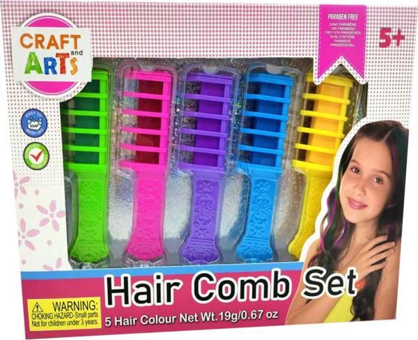 Craft and Arts 5'li Geçici Renkli Saç Boyası Tarağı Seti – Çocuklara Özel - Image 1