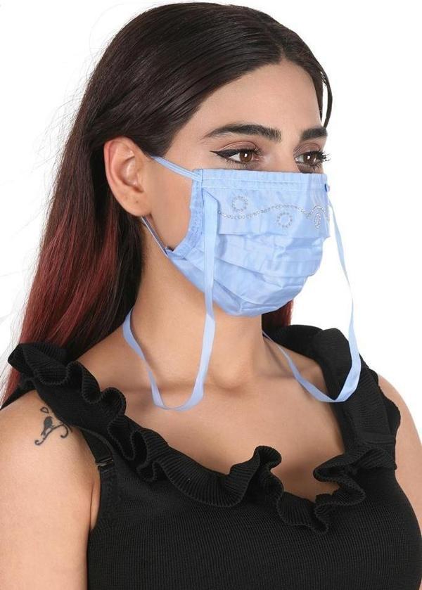Gümüş İyonlu Boyundan Askılı Yıkanabilir Taşlı Maske T-3 - Image 1