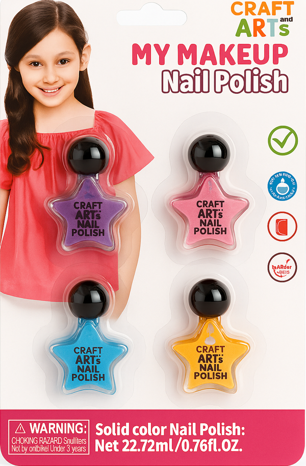 Craft and Arts Çocuk Oje Seti 4’lü – Renkli Yıldız Şişe Tasarımı, 5+ Yaş, 22.72 ml - Image 1