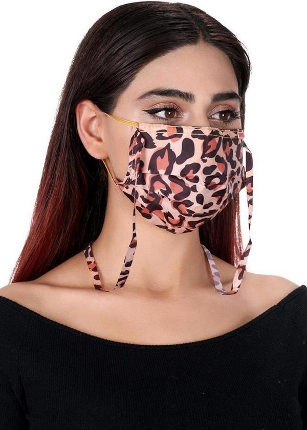 Gümüş İyonlu Boyundan Asklı Yıkanabilir Leopar Deseneli Maske - Image 1