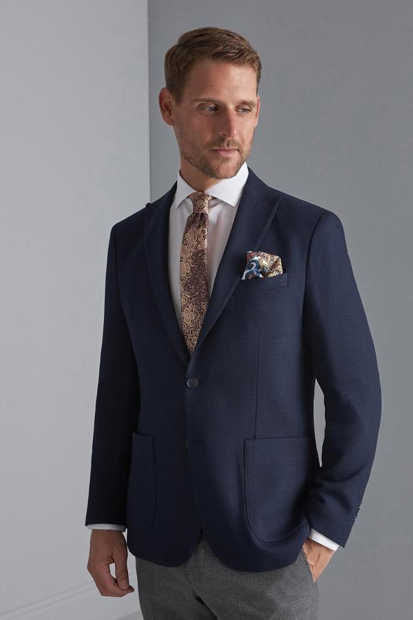 Erkek Lacivert Slim Fit / Dar Kalıp Sivri Yaka Ceket - Image 1