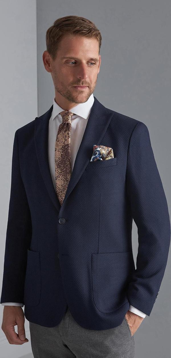 Erkek Lacivert Slim Fit / Dar Kalıp Sivri Yaka Ceket - Image 1