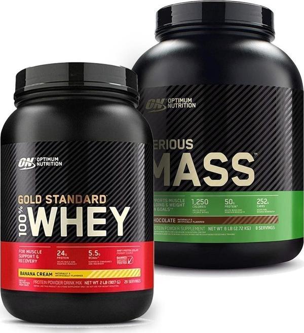 Optimum Nutrition Gold Whey Muzlu Protein Tozu 908 Gr + Serious Mass 2727 Gr Çikolata Aroma - Image 1
