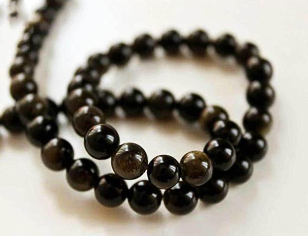 Golden Siyah Obsidyen Taşı 8mm 4 Adet - Image 1
