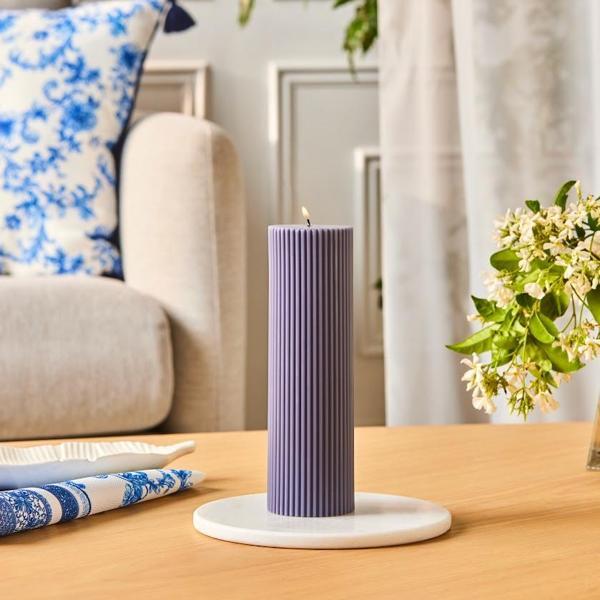 Karaca Striped Tırtıklı Sütun Mum 20 cm Antrasit - Image 1