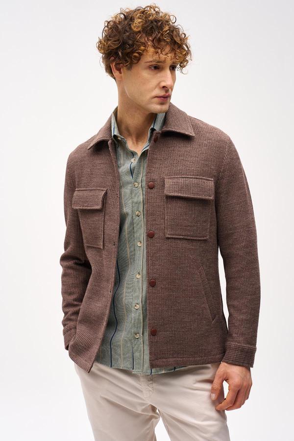 Erkek Kahve Slim Fit / Dar Kalıp  Ceket - Image 1