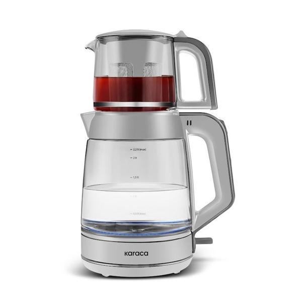 Karaca Glass Tea XL 2 in 1 Cam Çay Makinesi Cool Gray - Image 1