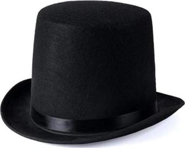 Yetişkinler İçin Siyah Renk Ringmaster Sihirbaz Şapkası Fötr Şapka 15 Cm - Image 1